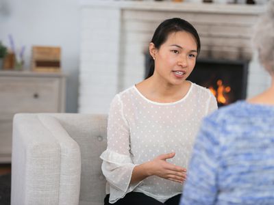 Woman speaking to her therapist