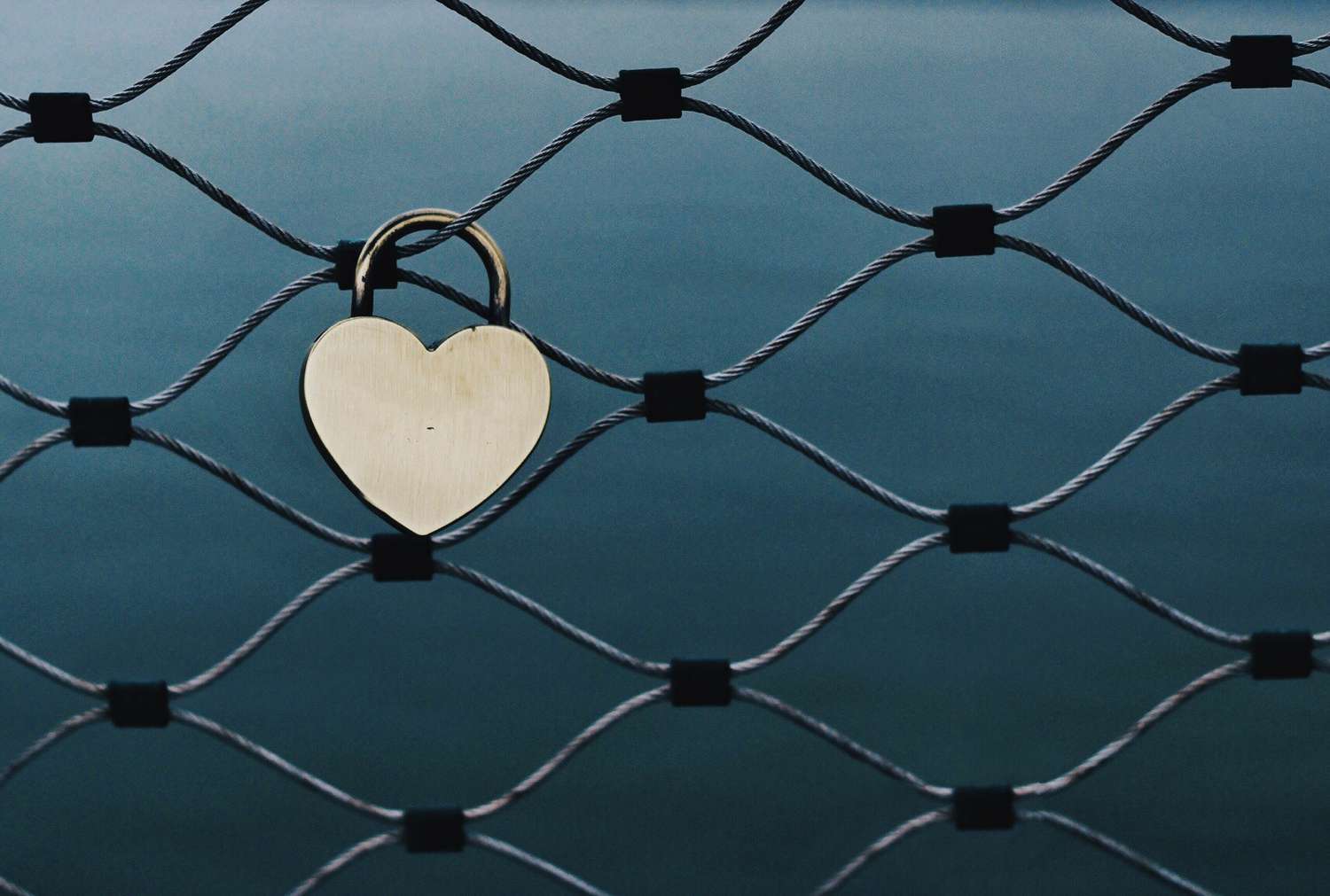 Heart shaped lock on a fence