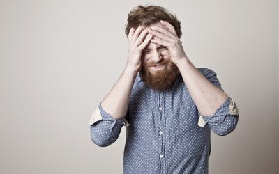 A model poses as an anxious person