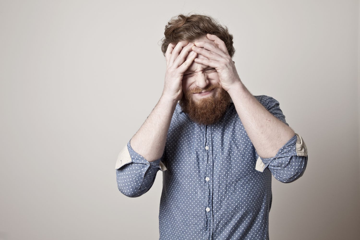 A model poses as an anxious person