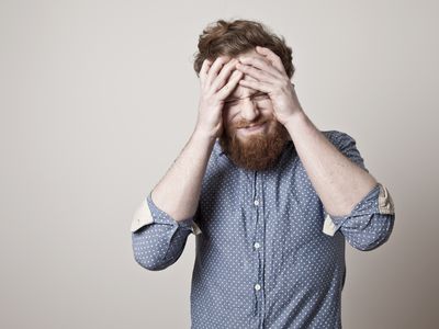 A model poses as an anxious person