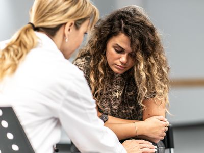 Girl Frustrated in A Counseling session stock photo