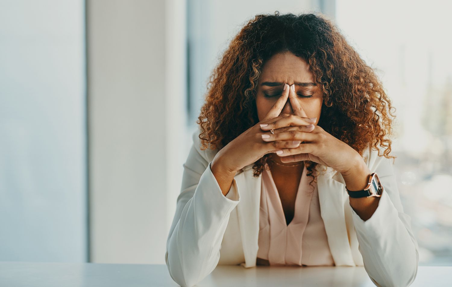 person stressed at work