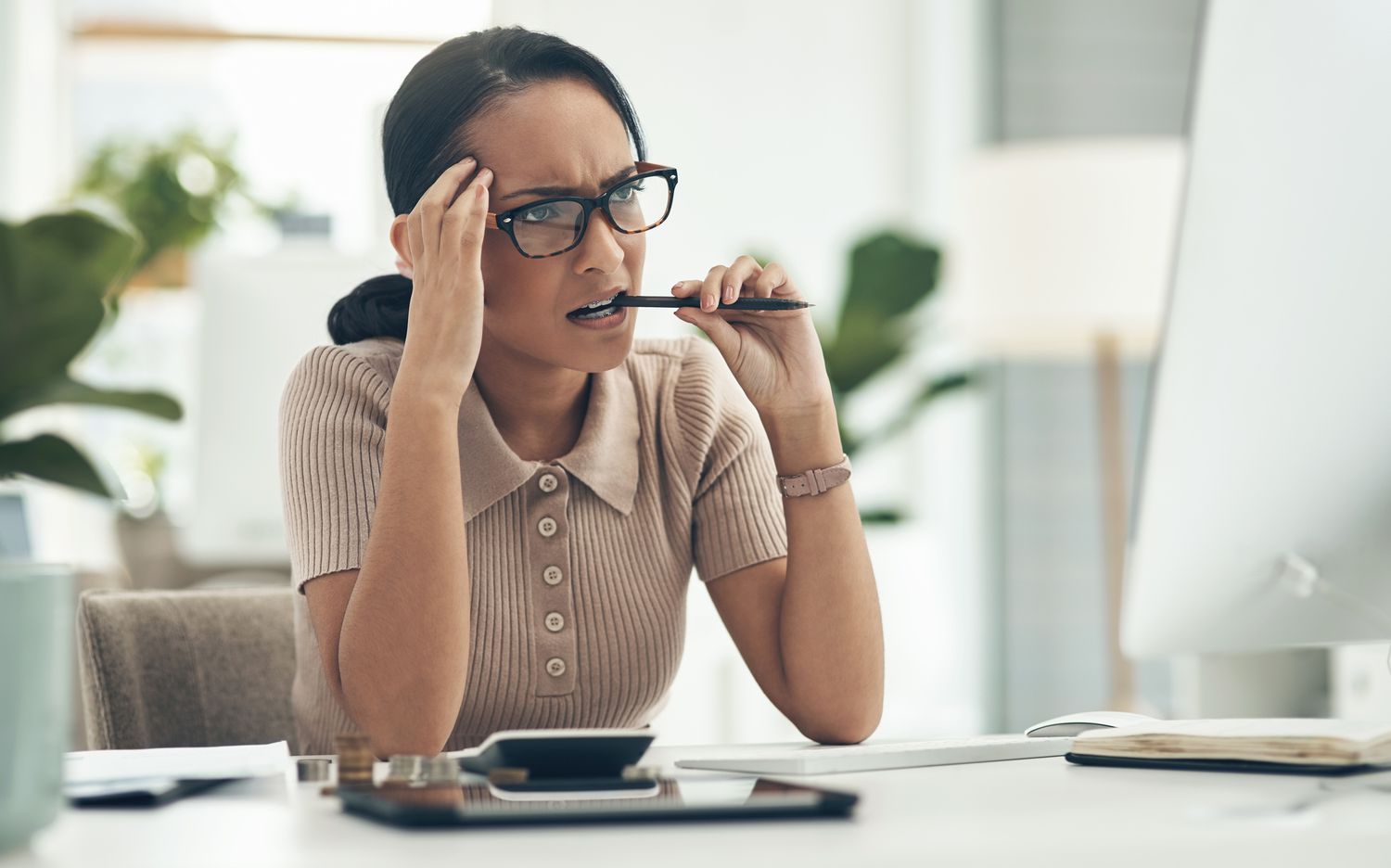 person stressed out at work