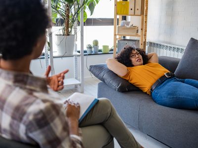 therapist and client in office