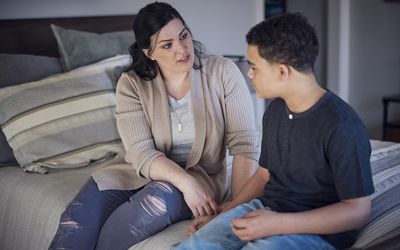 mother talking to her teen