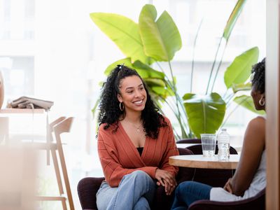 two women talking