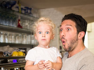 Funny portrait of father and daughter