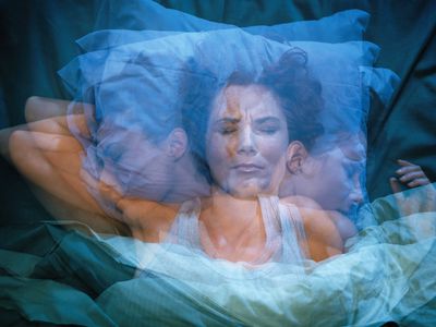 Overlapping image of sleeping woman