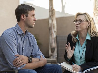 Man talking with therapist specializing in eating disorder