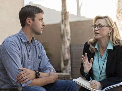 Man talking to therapist