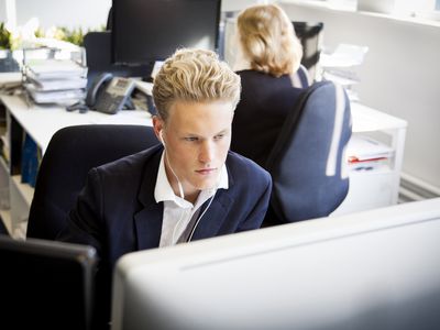 Young business man working at his desk