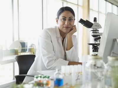 Researcher working in lab