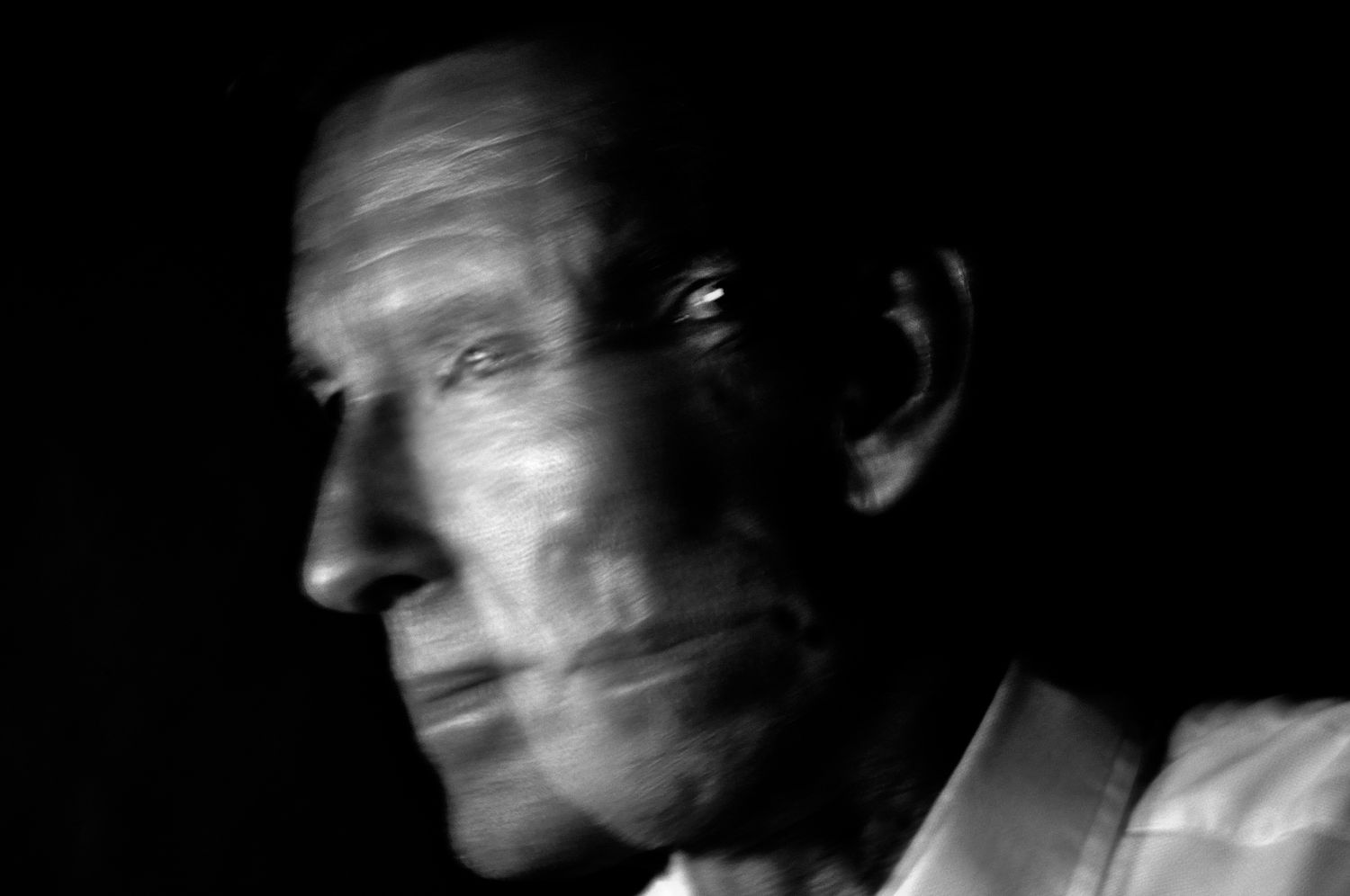 Black and white photo of a man's face