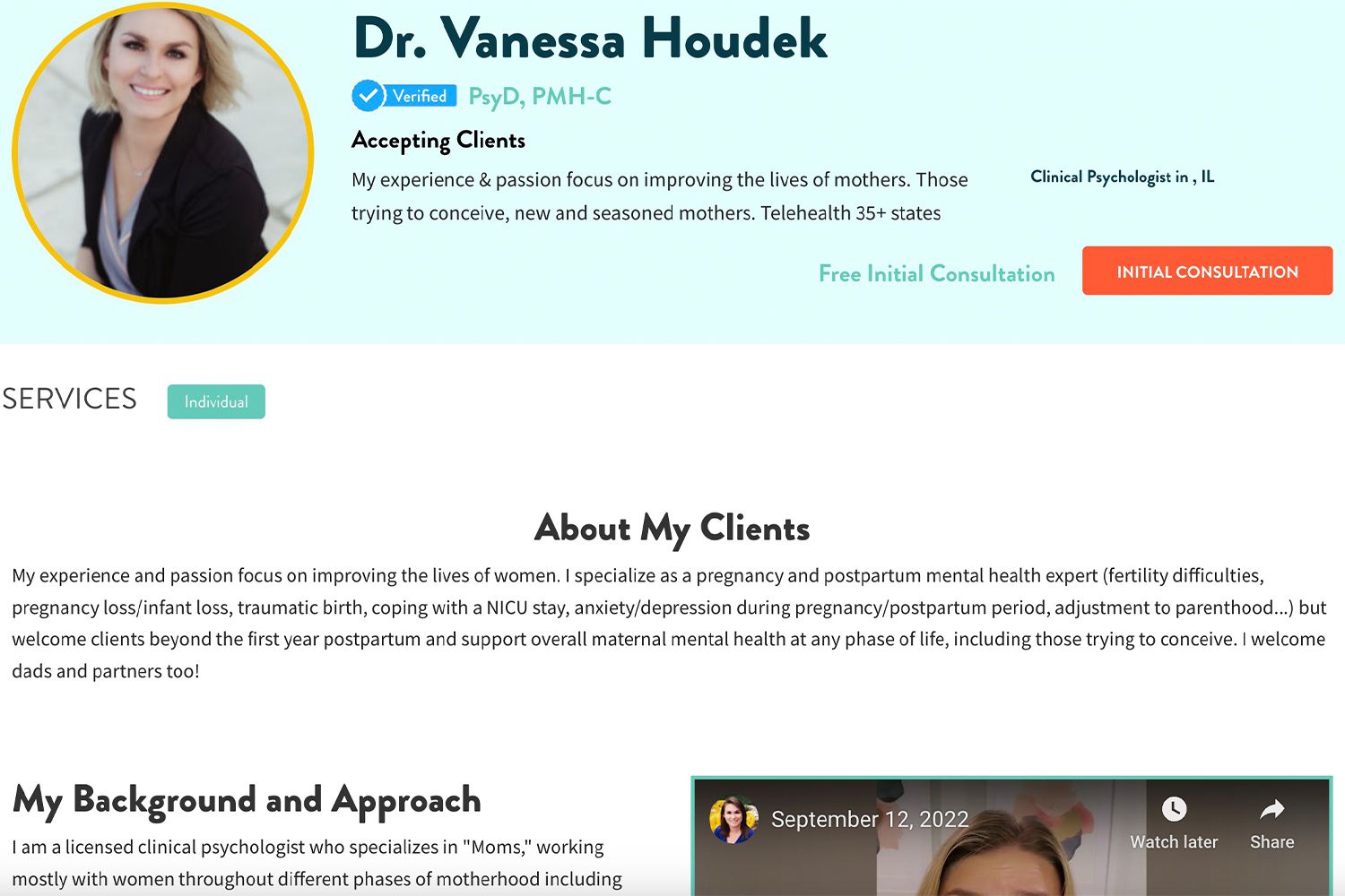 Screenshot of Therapy Den website