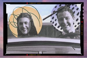 Couple in a car driving