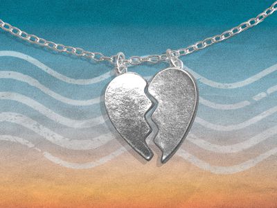 photo composite of a broken heart necklace